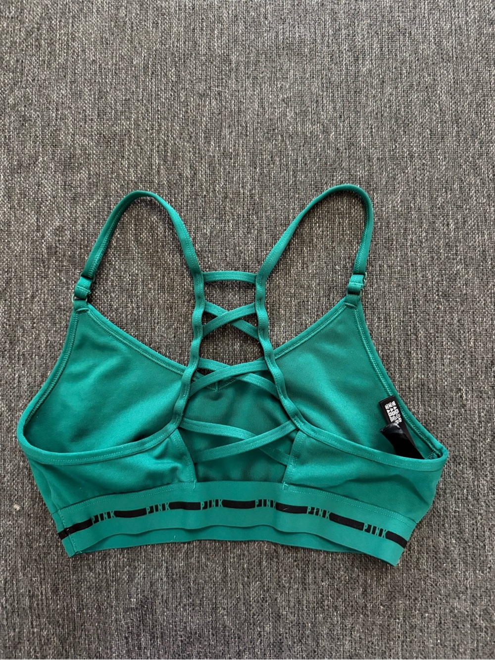 Green Strappy Victoria secret pink active bra size Medium super cute - Picture 2 of 7